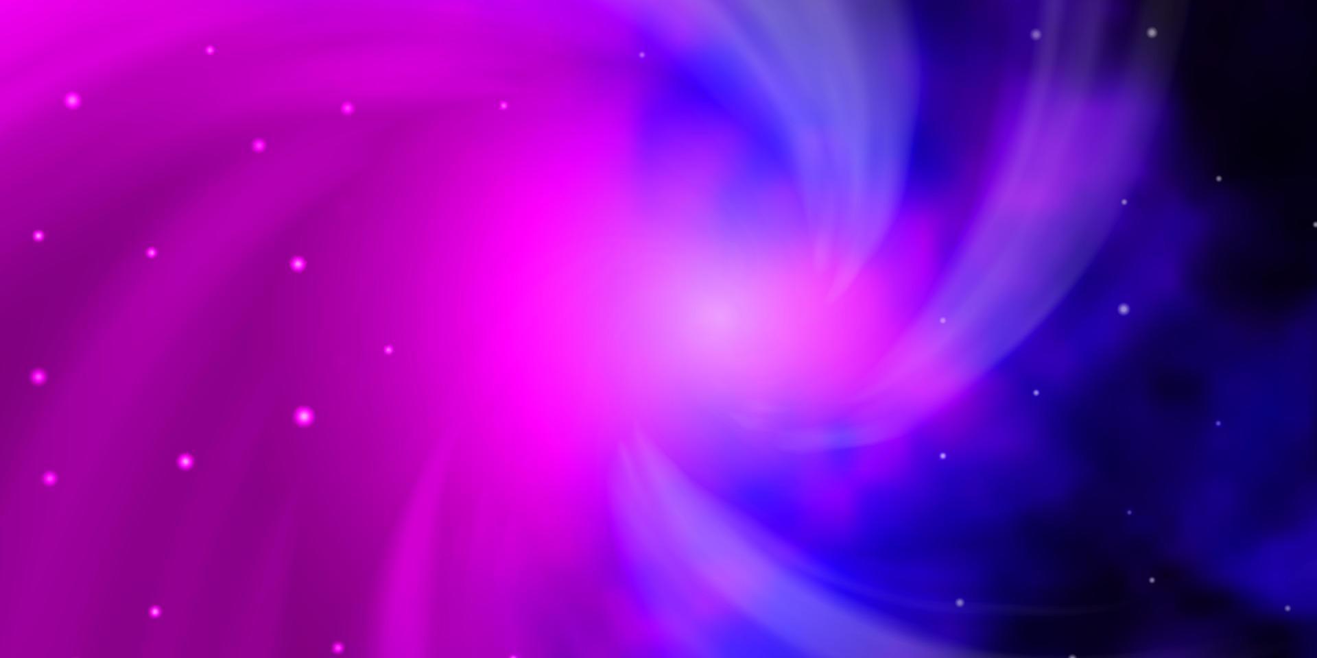 plantilla de vector de color púrpura oscuro con estrellas de neón.