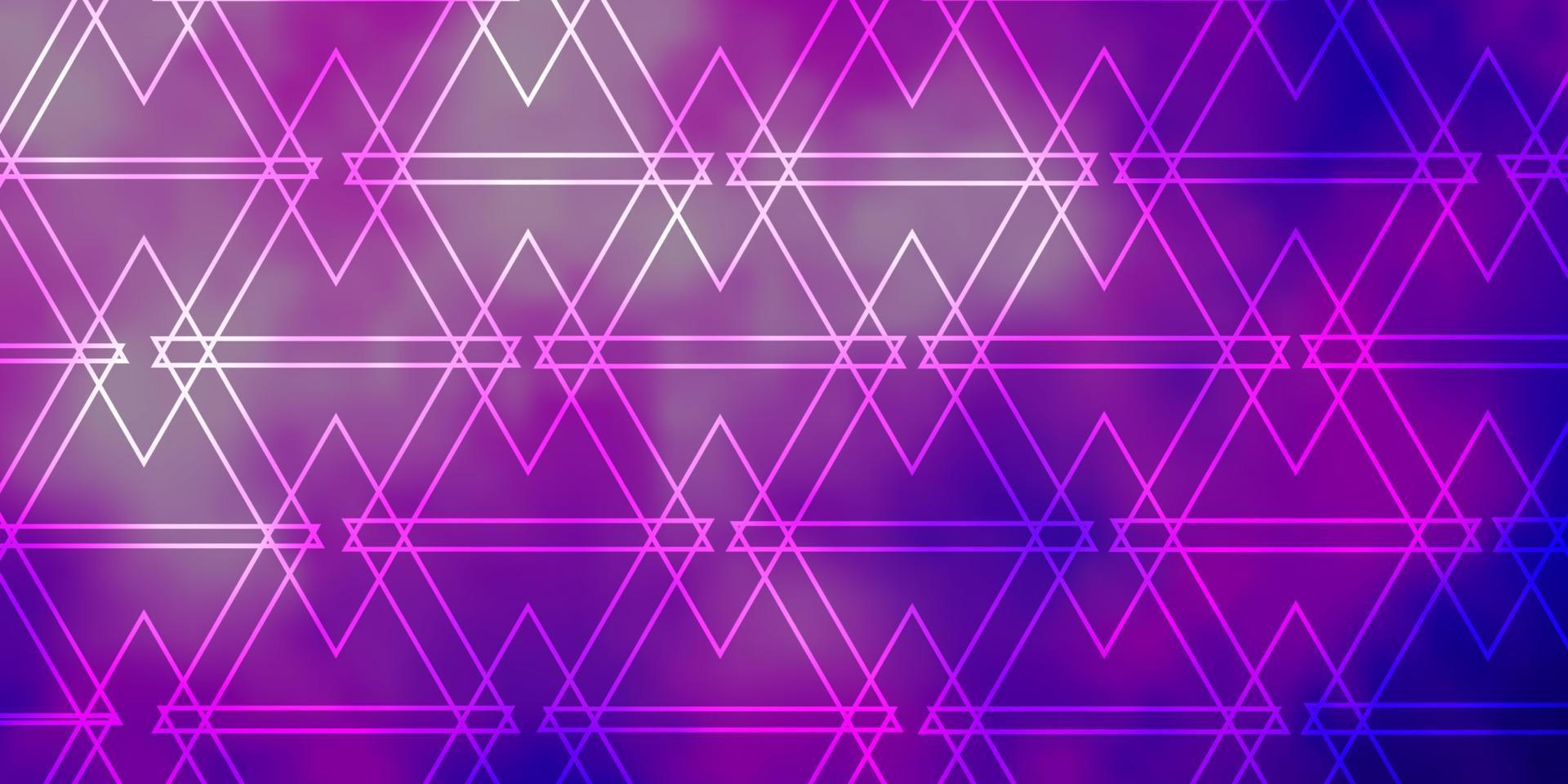 Telón de fondo de vector púrpura claro con líneas, triángulos.