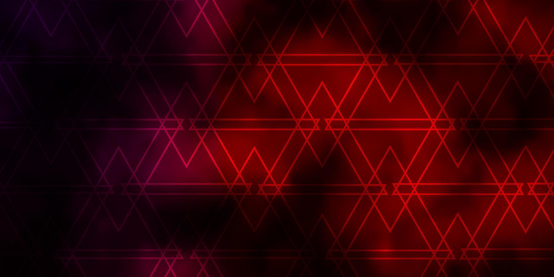 Dark Red vector backdrop with lines, triangles.