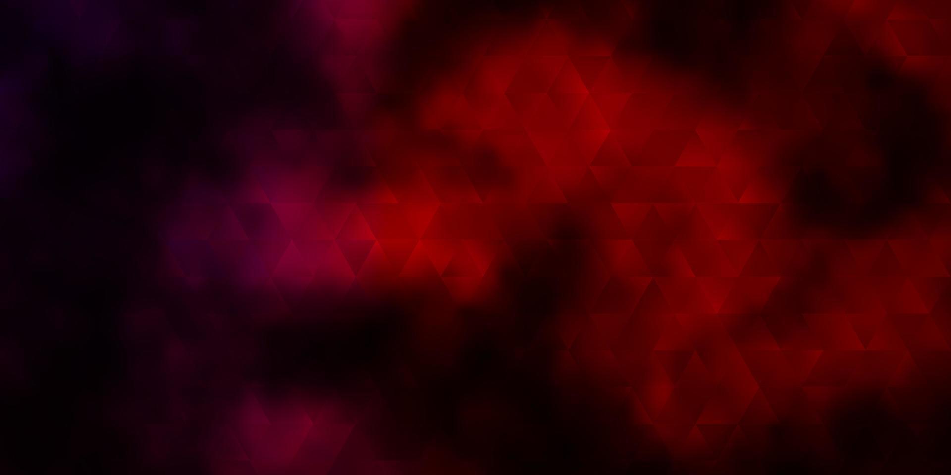 Telón de fondo de vector rojo oscuro con líneas, triángulos.