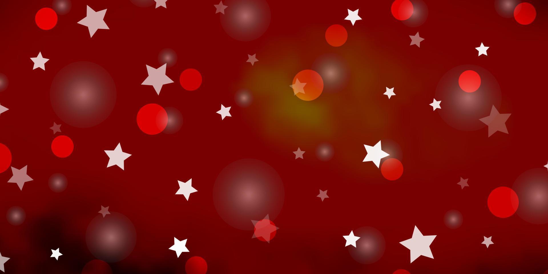 Dark Red, Yellow vector texture with circles, stars.
