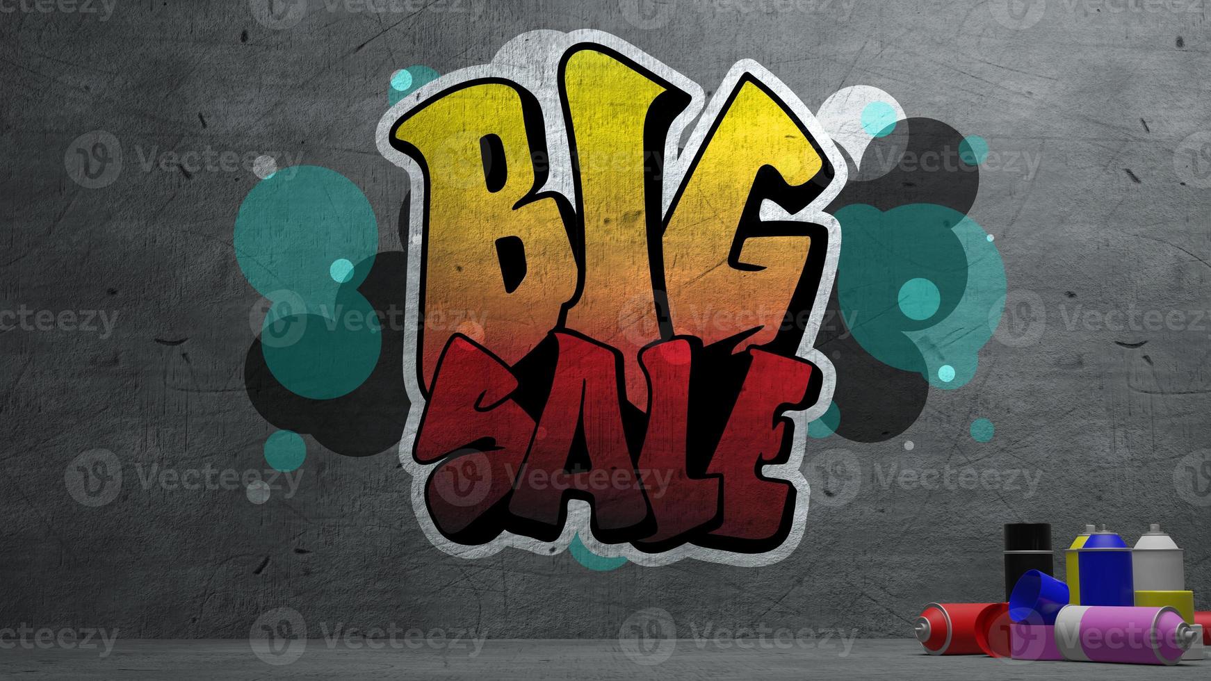 big sale Graffiti on concrete wall  texture Stone wall background , 3d rendering photo