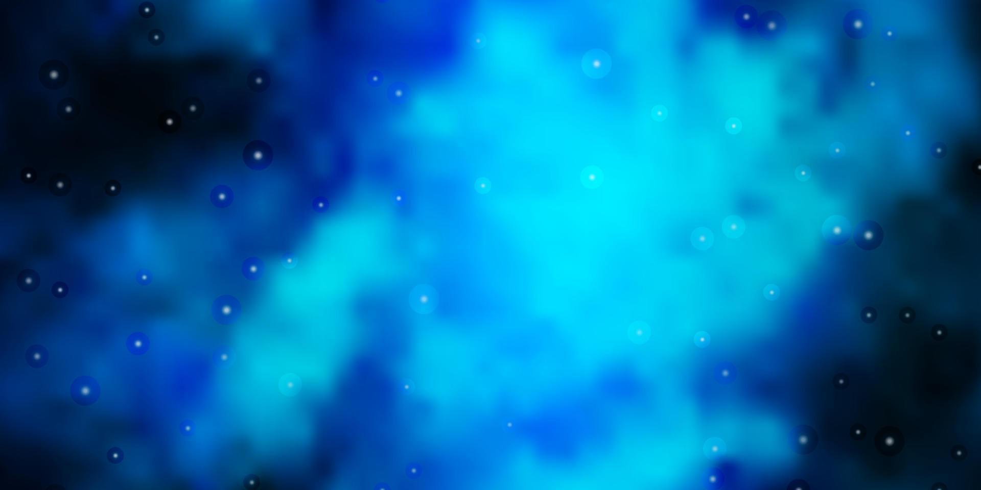 Dark BLUE vector background with small and big stars.