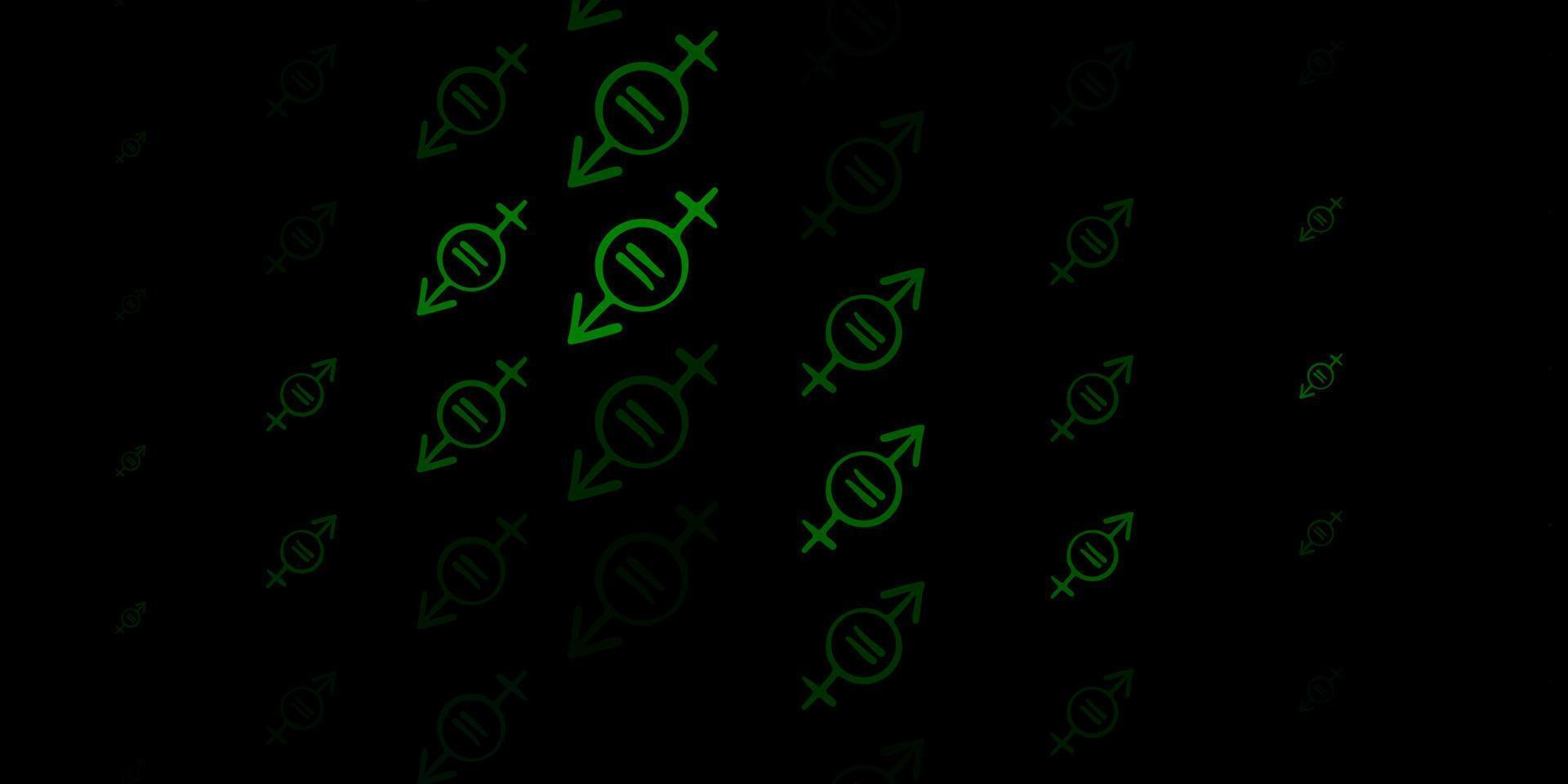 Dark Green vector backdrop with woman's power symbols.