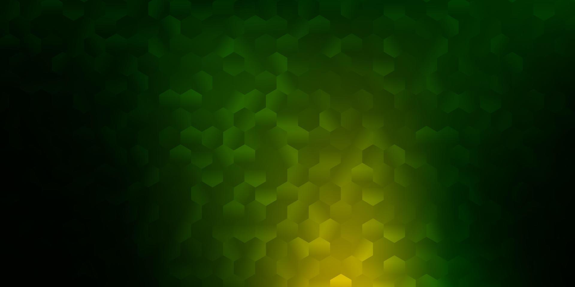 Dark green, red vector pattern with hexagons.