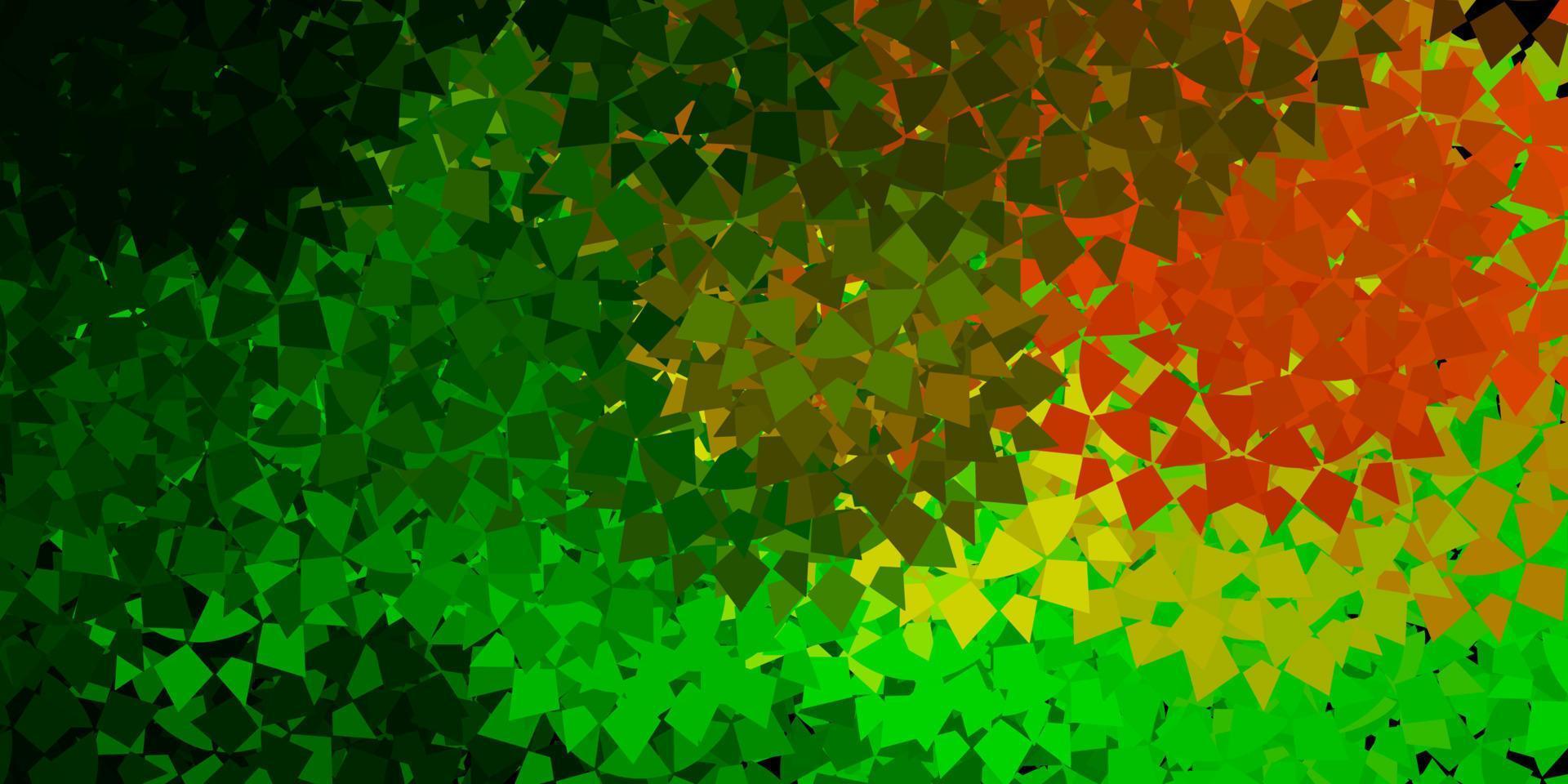 Dark green, red vector background with polygonal forms.