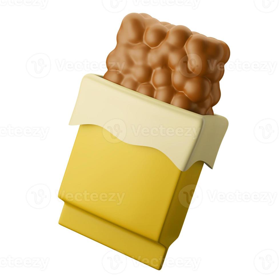 crispy protein nutrition snack bar dietary supplement 3d rendering icon illustration diet fitness theme photo