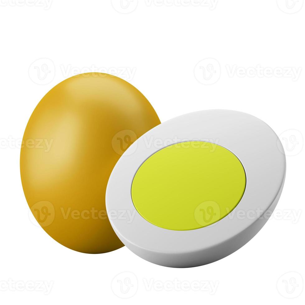 whole and half piece of boiled egg nutritious supplement food 3d rendering icon illustration keto diet fitness theme photo