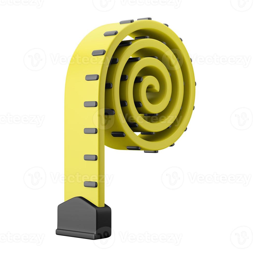 yellow body size diameter tape measure 3d rendering illustration icon diet fitness theme isolated photo