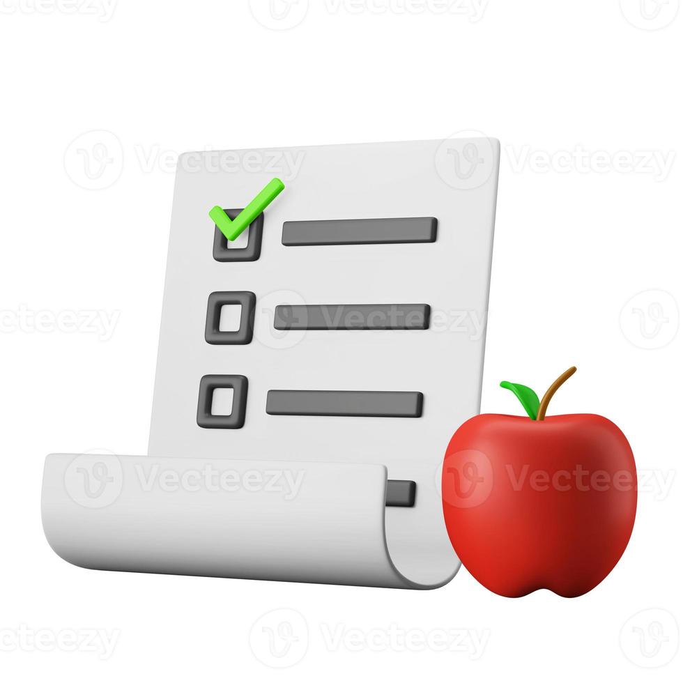 diet planning checklist diet healthy lifestyle symbol 3d rendering icon illustration dietary fitness theme photo