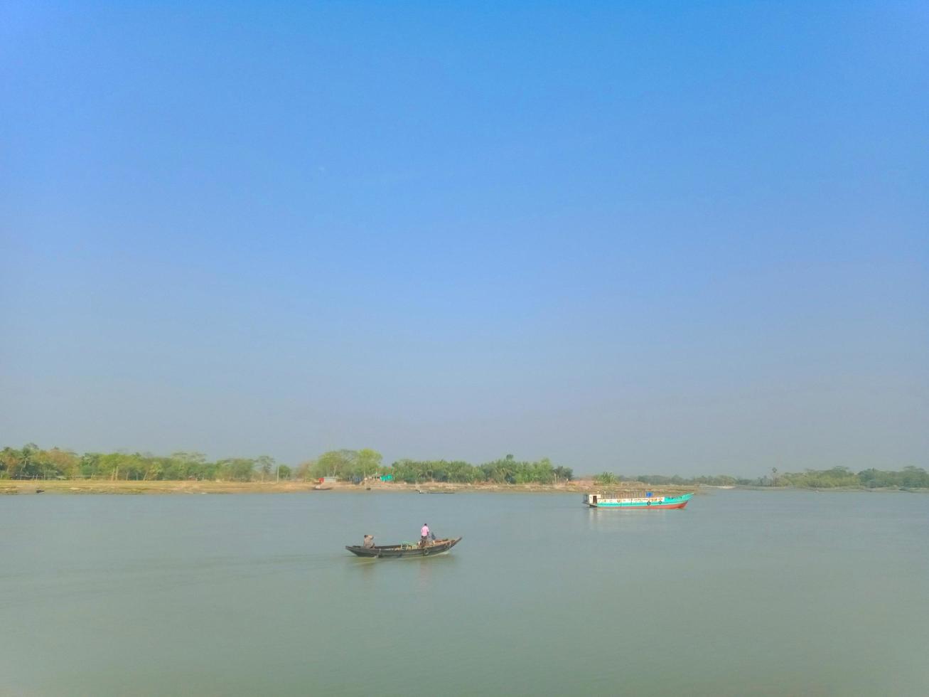 The boat on the river is Blue sky photo