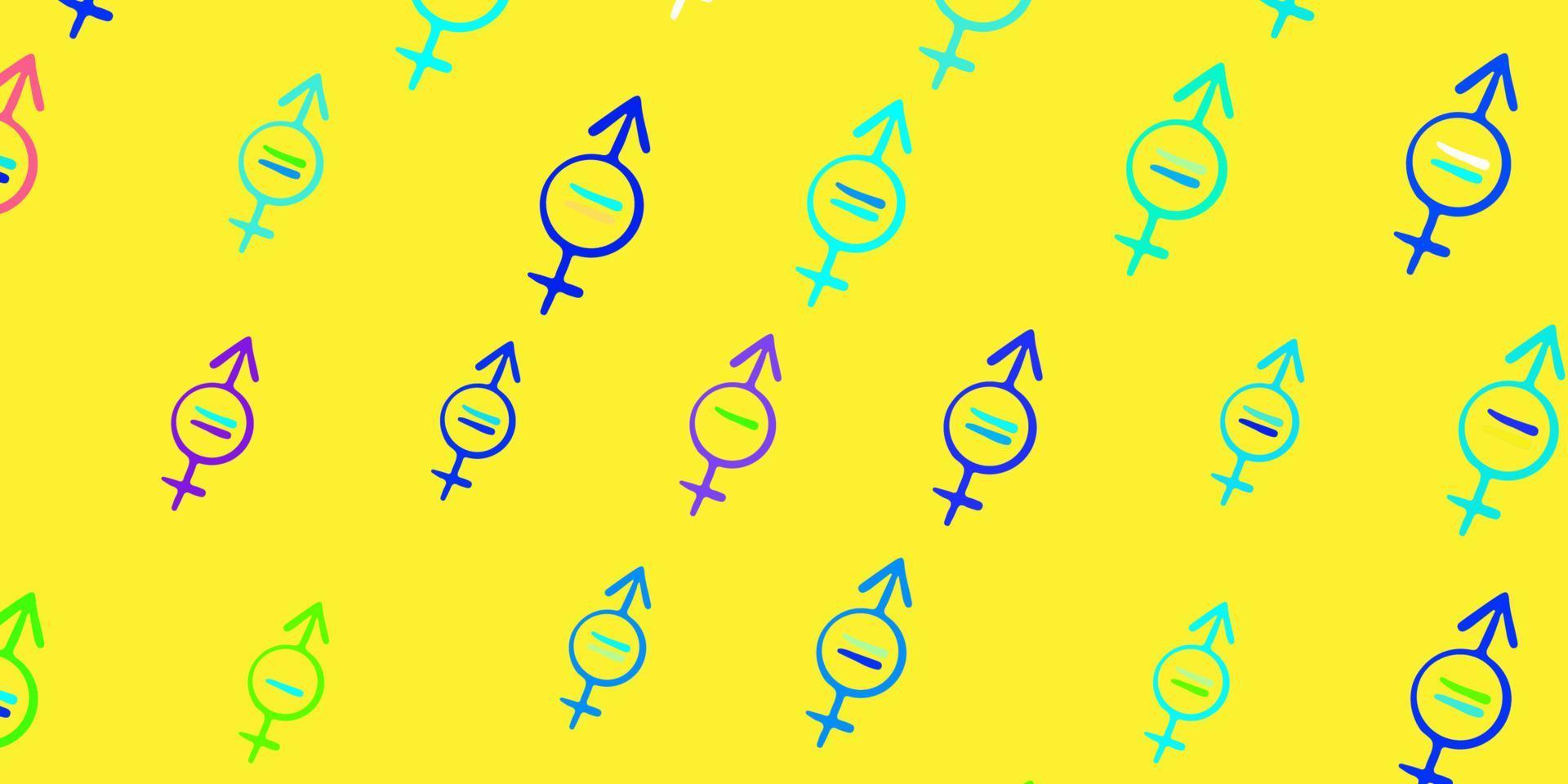 Light Multicolor vector pattern with feminism elements.