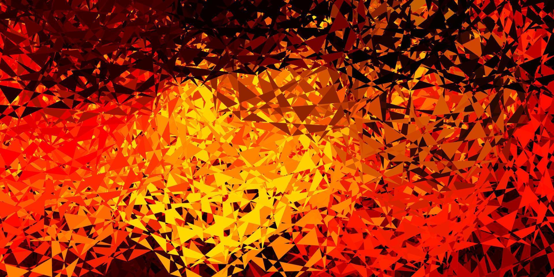 Dark orange vector background with triangles.