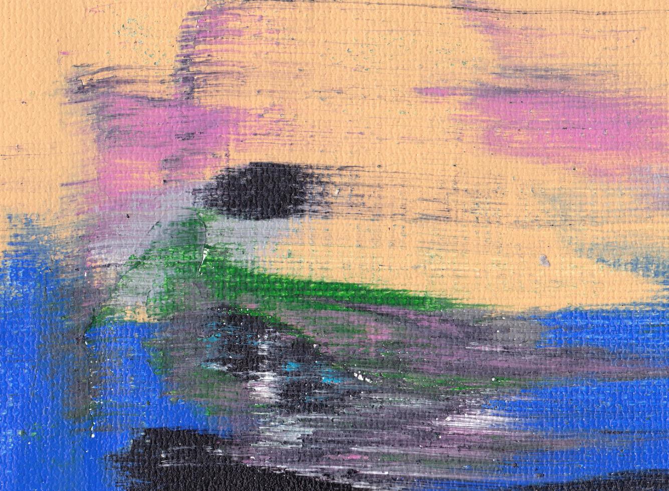 Artist's palette with mixed oil paints, macro, colorful stroke texture on canvas, abstract art background photo