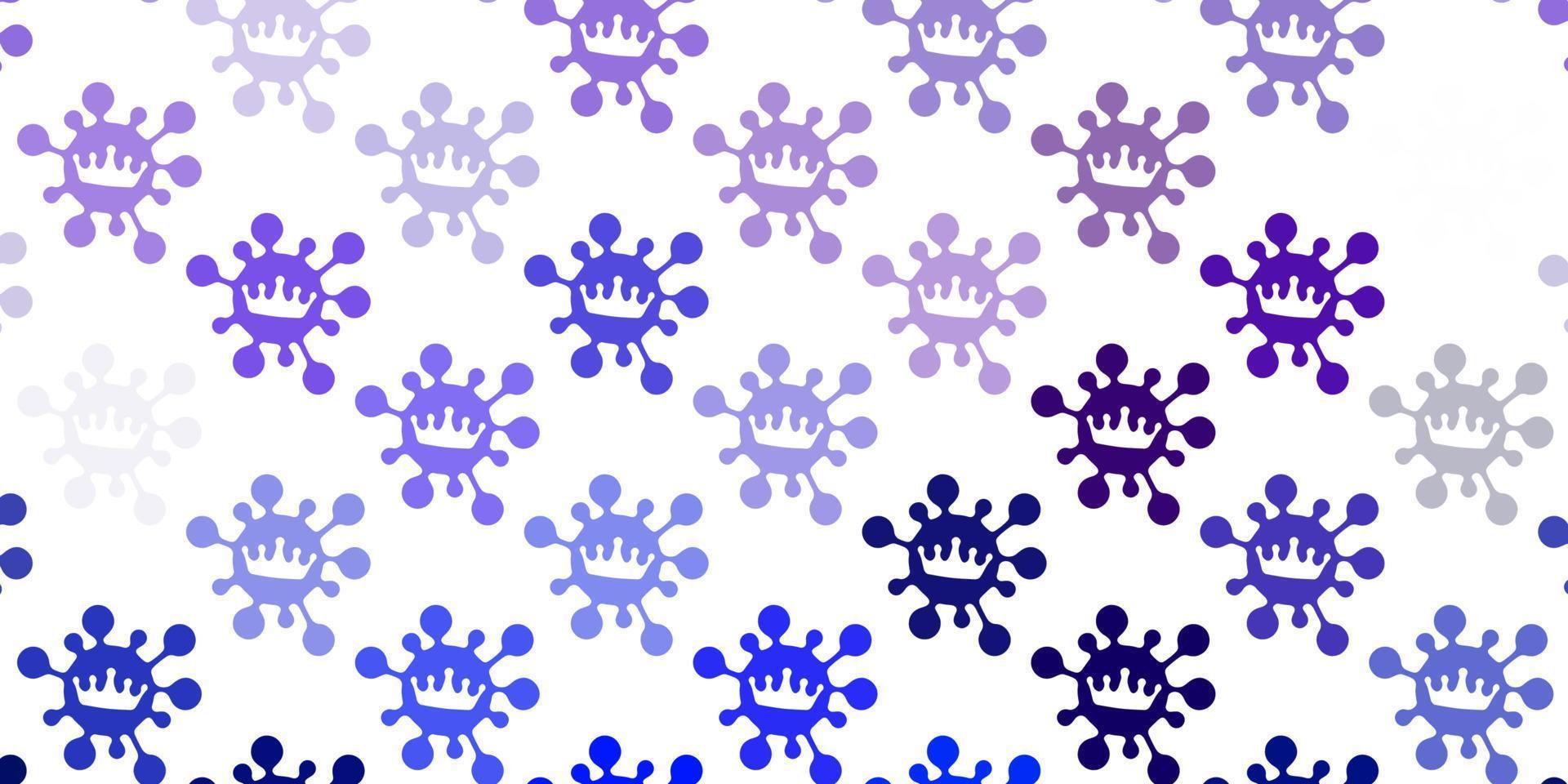 Light pink, blue vector pattern with coronavirus elements.