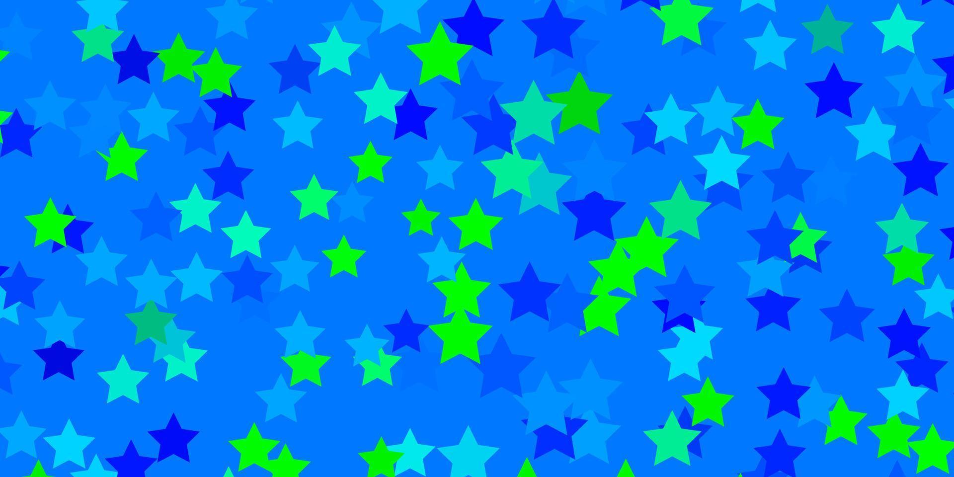 patrón de vector azul claro, verde con estrellas abstractas.