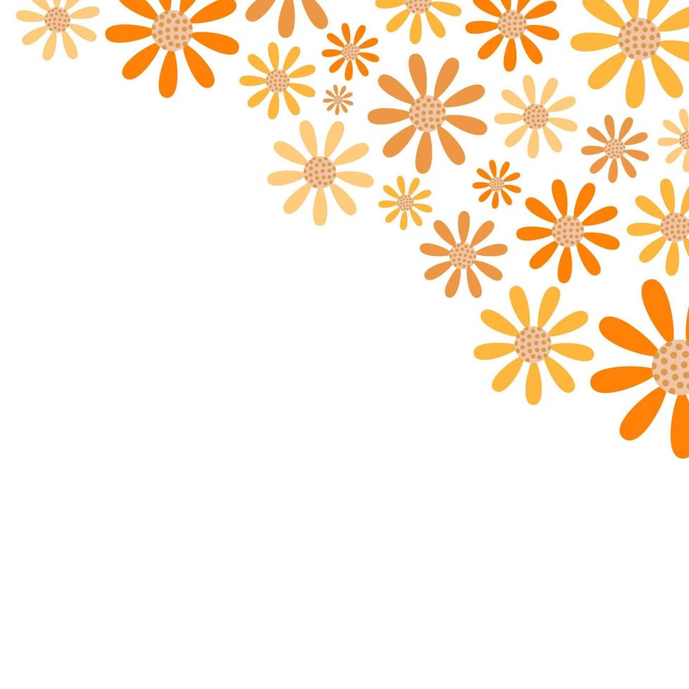 Orange Daisy Flower Border Decoration vector