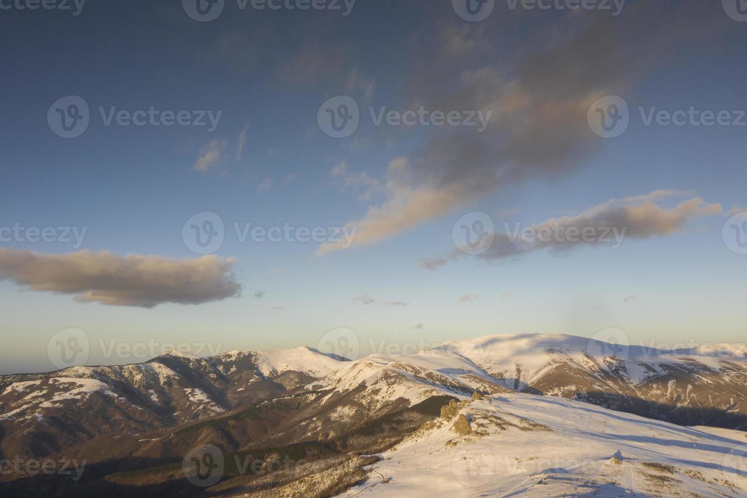 Aerial view at the mountain in winter photo