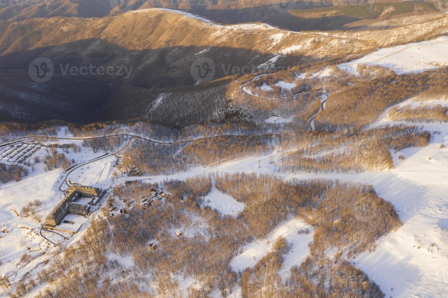 Aerial view at the mountain in winter photo