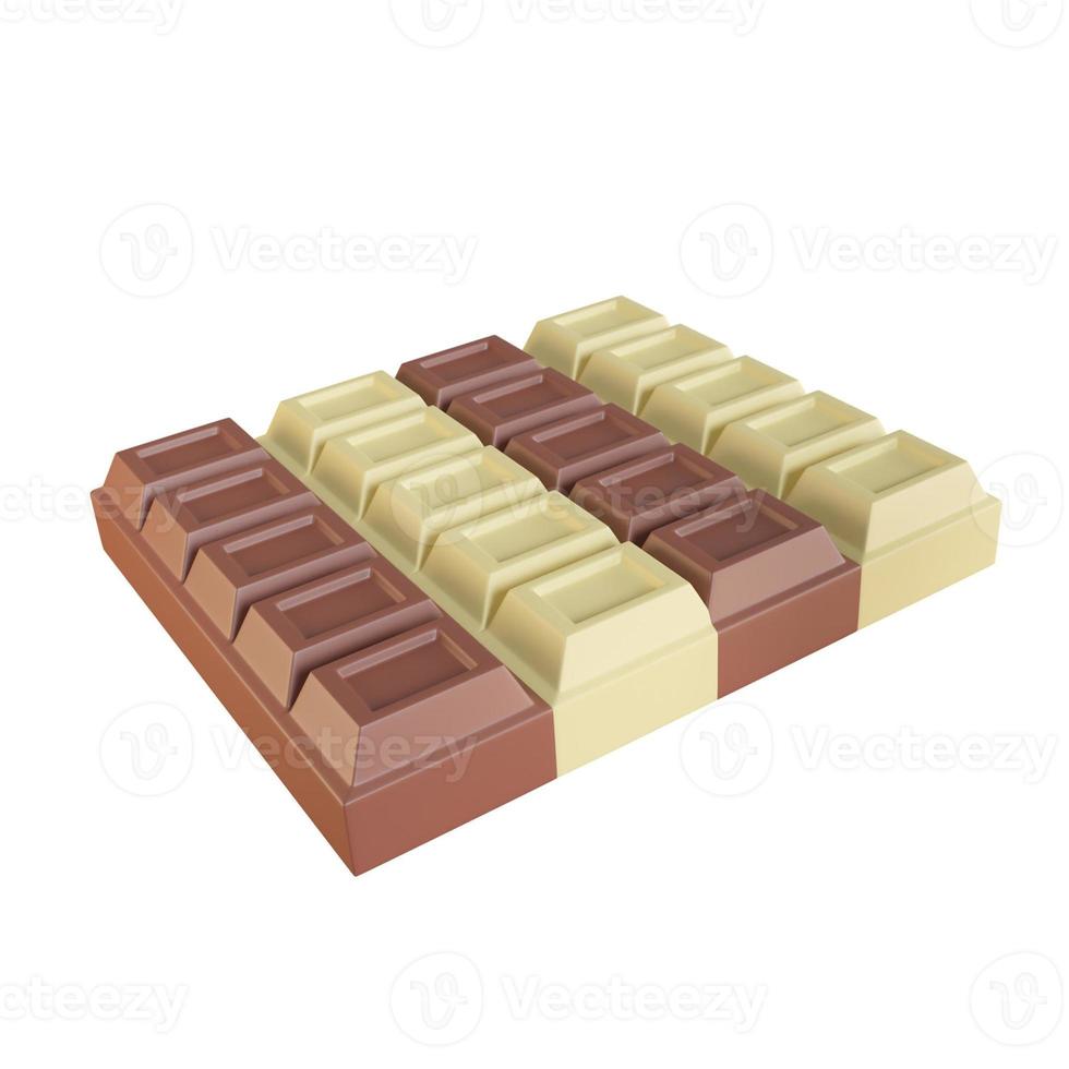 Chocolate bar. Cocoa sweets Helps to relax when eating. 3d render. photo