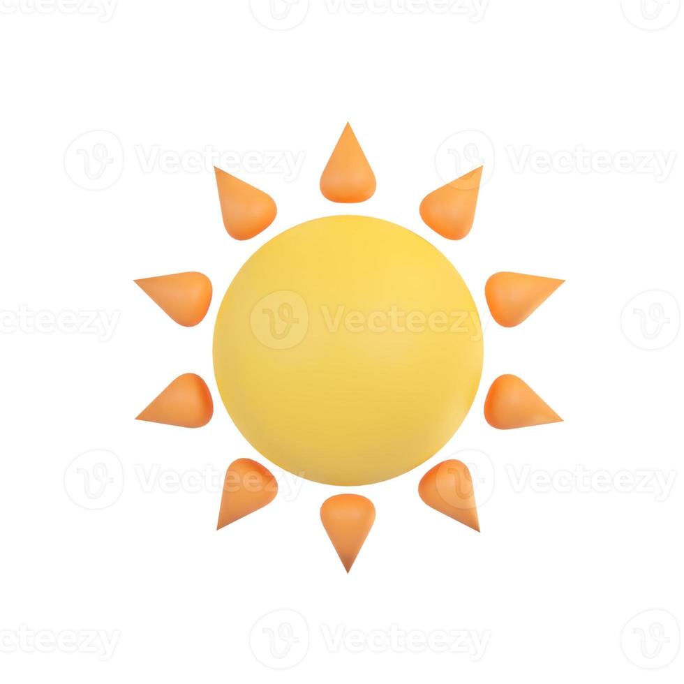 morning circle sun radiating orange light around. 3D illustration. photo