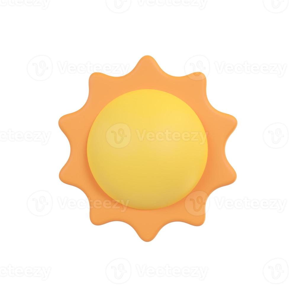 morning circle sun radiating orange light around. 3D illustration. photo