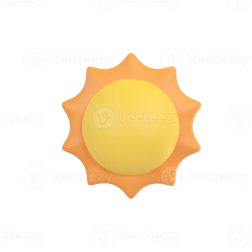 morning circle sun radiating orange light around. 3D illustration. photo
