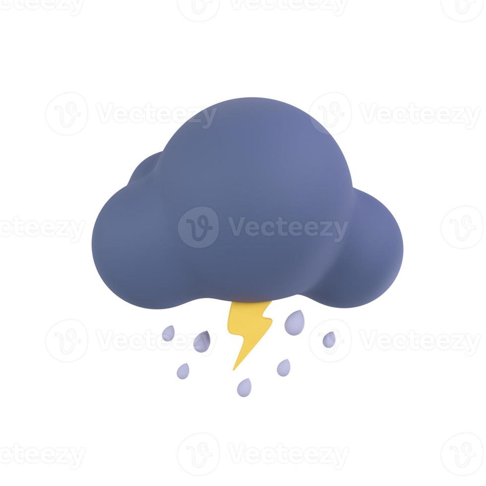 icono de pronóstico del tiempo nubes nocturnas con lluvia. ilustración 3d foto