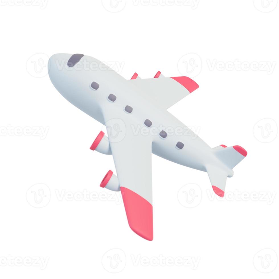avión de pasajeros volando en el aire. idea de viaje de vacaciones representación 3d. foto