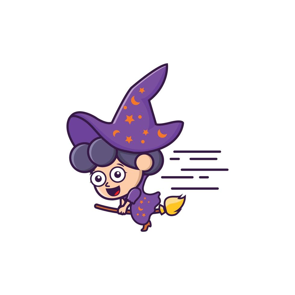 witch cute cartoon mascot vector illustration design design