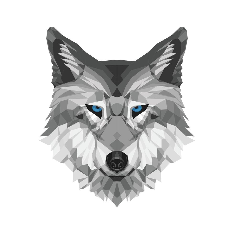 diseño de ilustración de vector de cara de lobo lowpoly