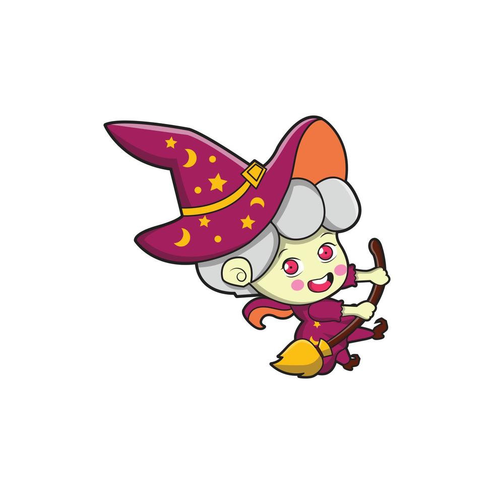 cute witch vector illustration mascot design