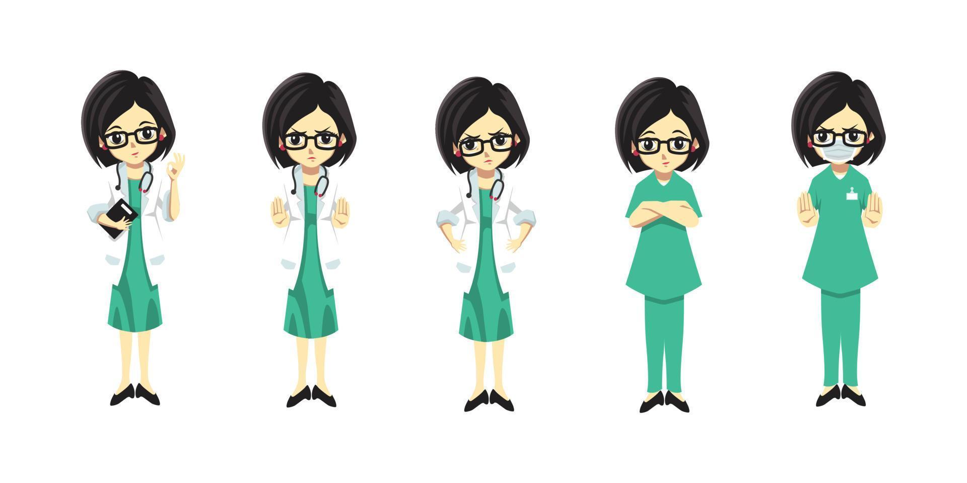 doctors woman cute flat style vector illustration design