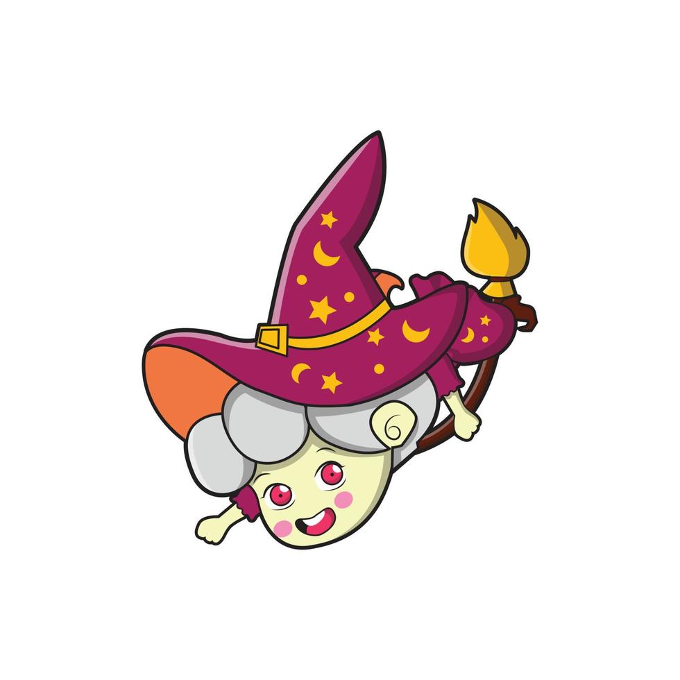 cute witch vector illustration mascot design