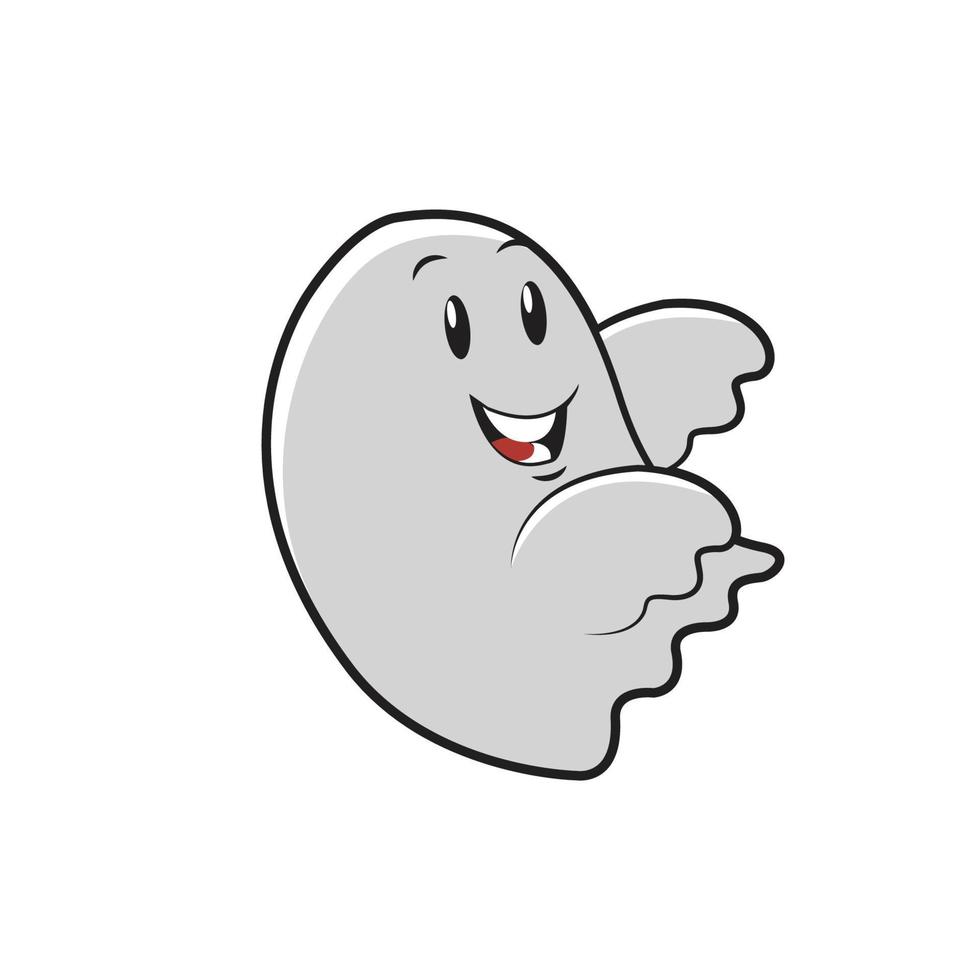 Diseño de ilustración de vector de personaje de dibujos animados lindo fantasma