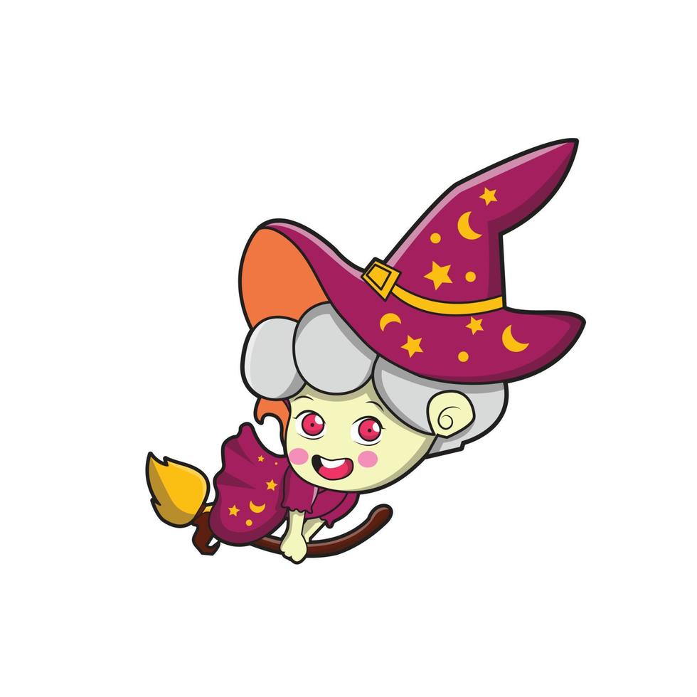cute witch vector illustration mascot design