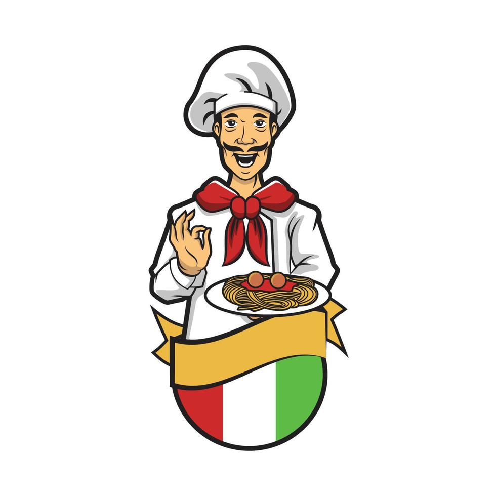 chef italiano, diseño de ilustraciones vectoriales vector