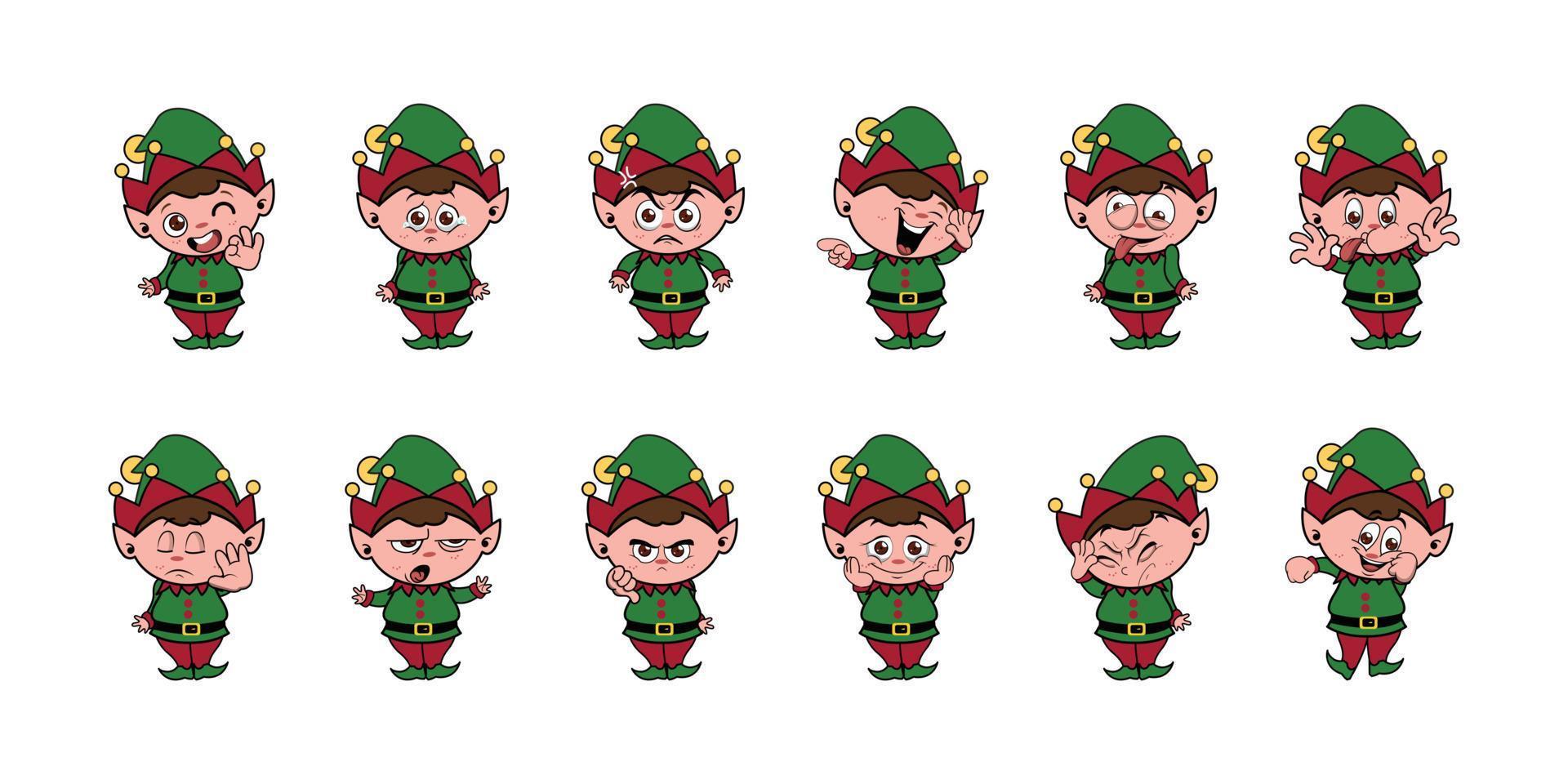 cristmas elf cute vector sticker illustration emotion design