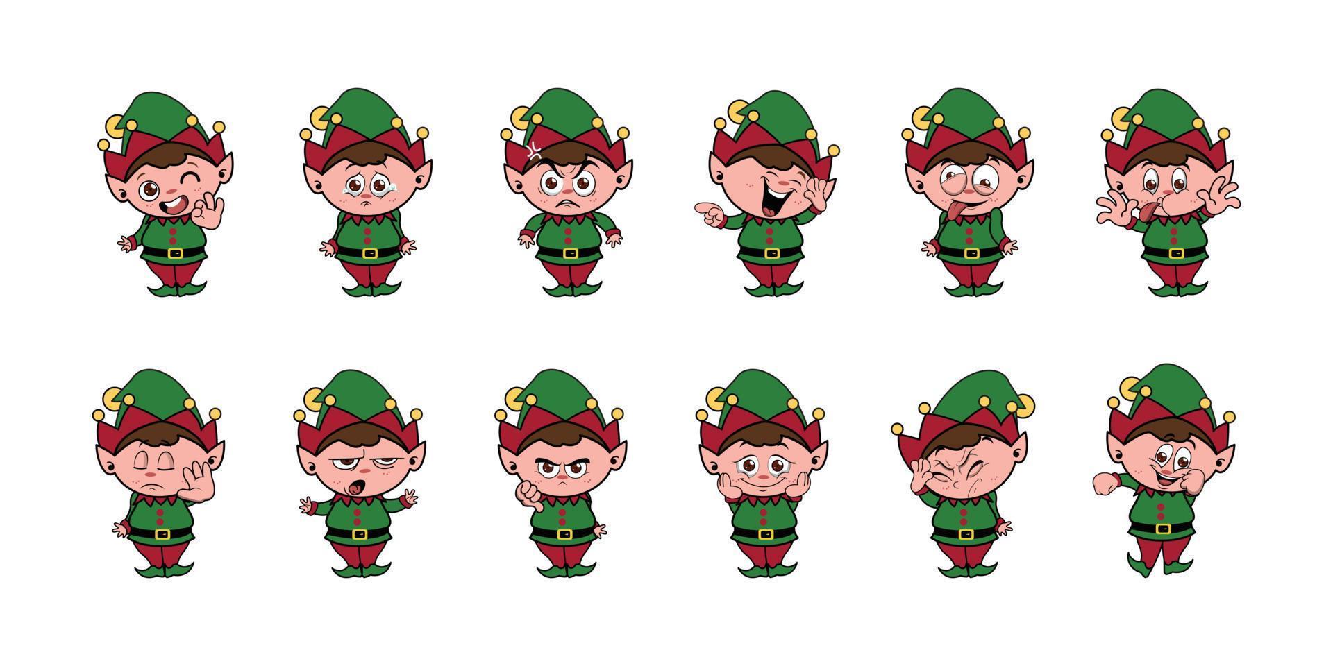 navidad duende lindo vector pegatina ilustración emoción diseño