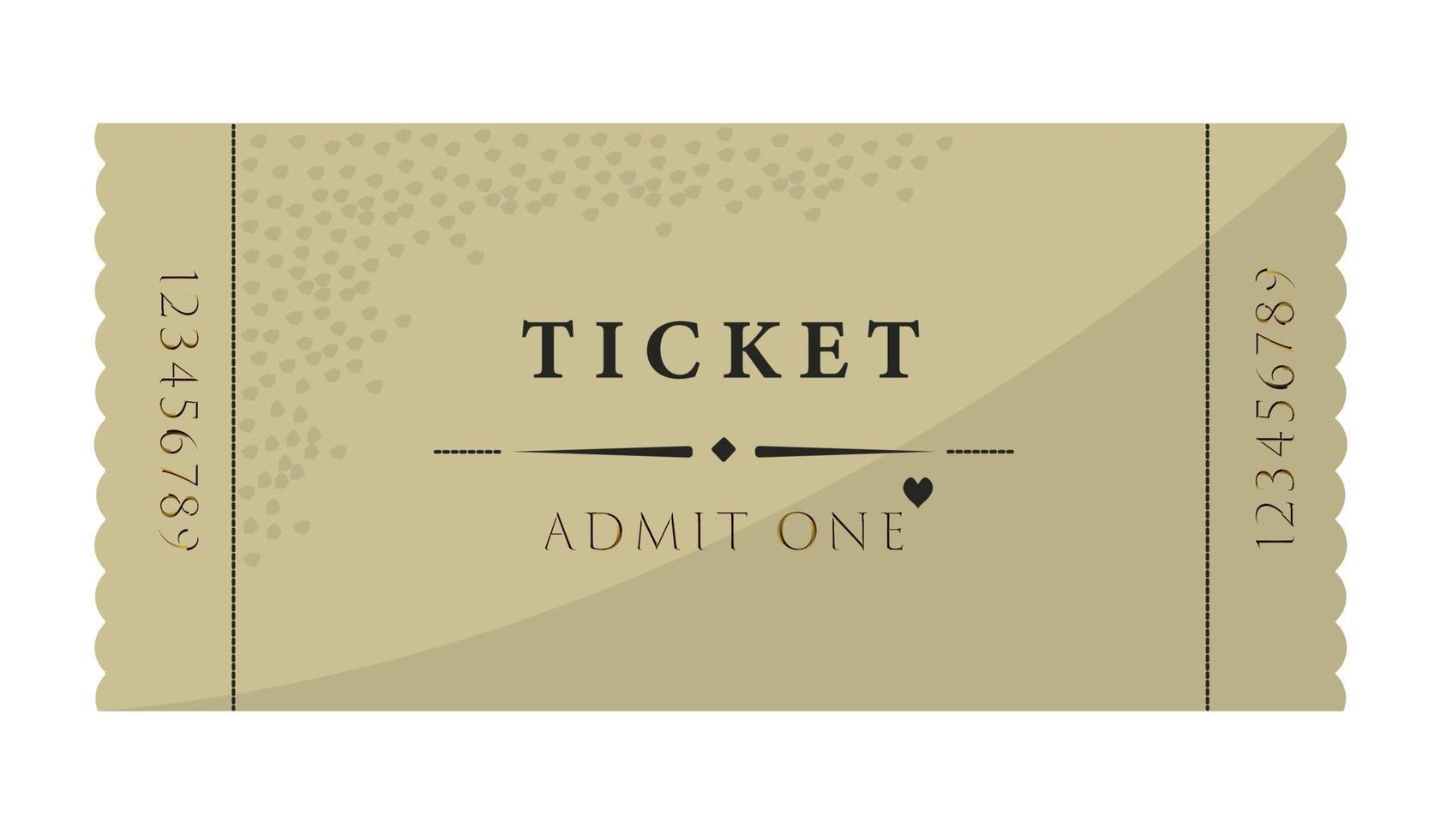 Ticket for any event, beige illustration vector