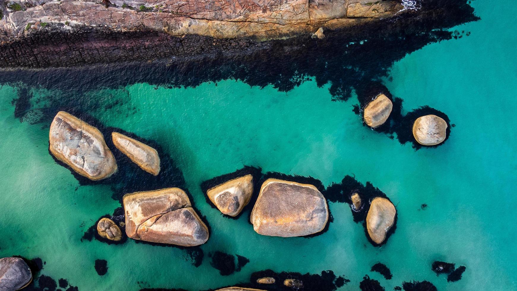 Aerial footage of the Elephant Rocks of the William Bay National Park WA photo