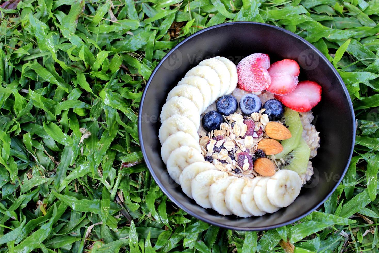 Overnight oatmeal with mixed fruit photo