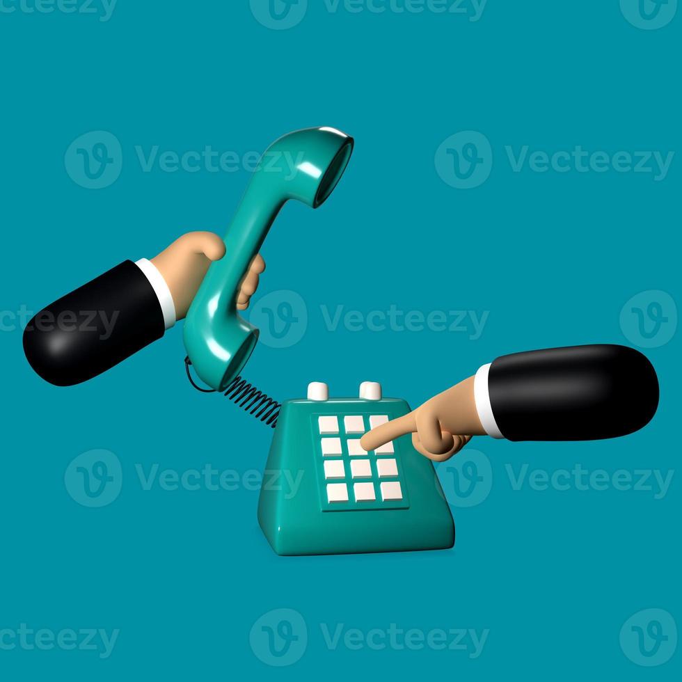 3D illustration of a hand gesture holding a retro phone photo