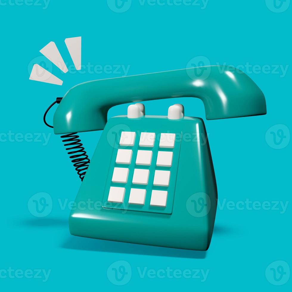 3D retro illustration of a ringing phone photo