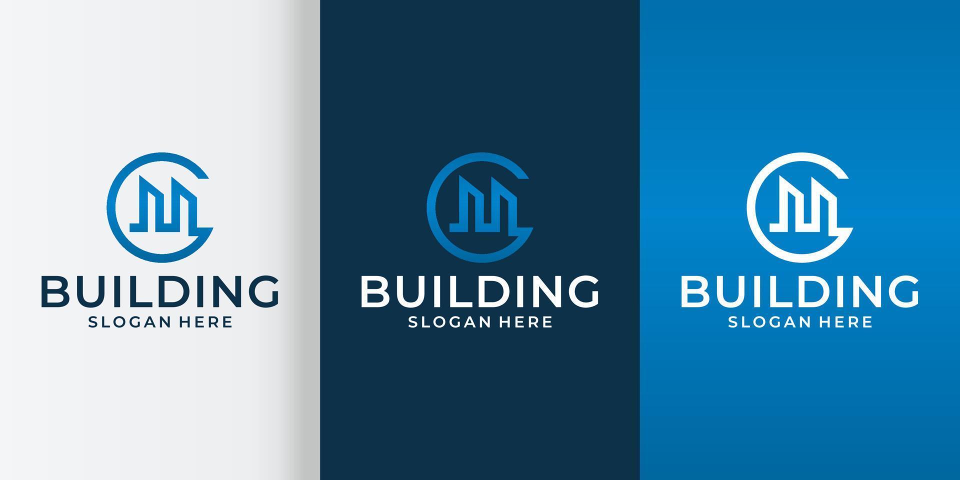 Building logo with initial C and gradient vector