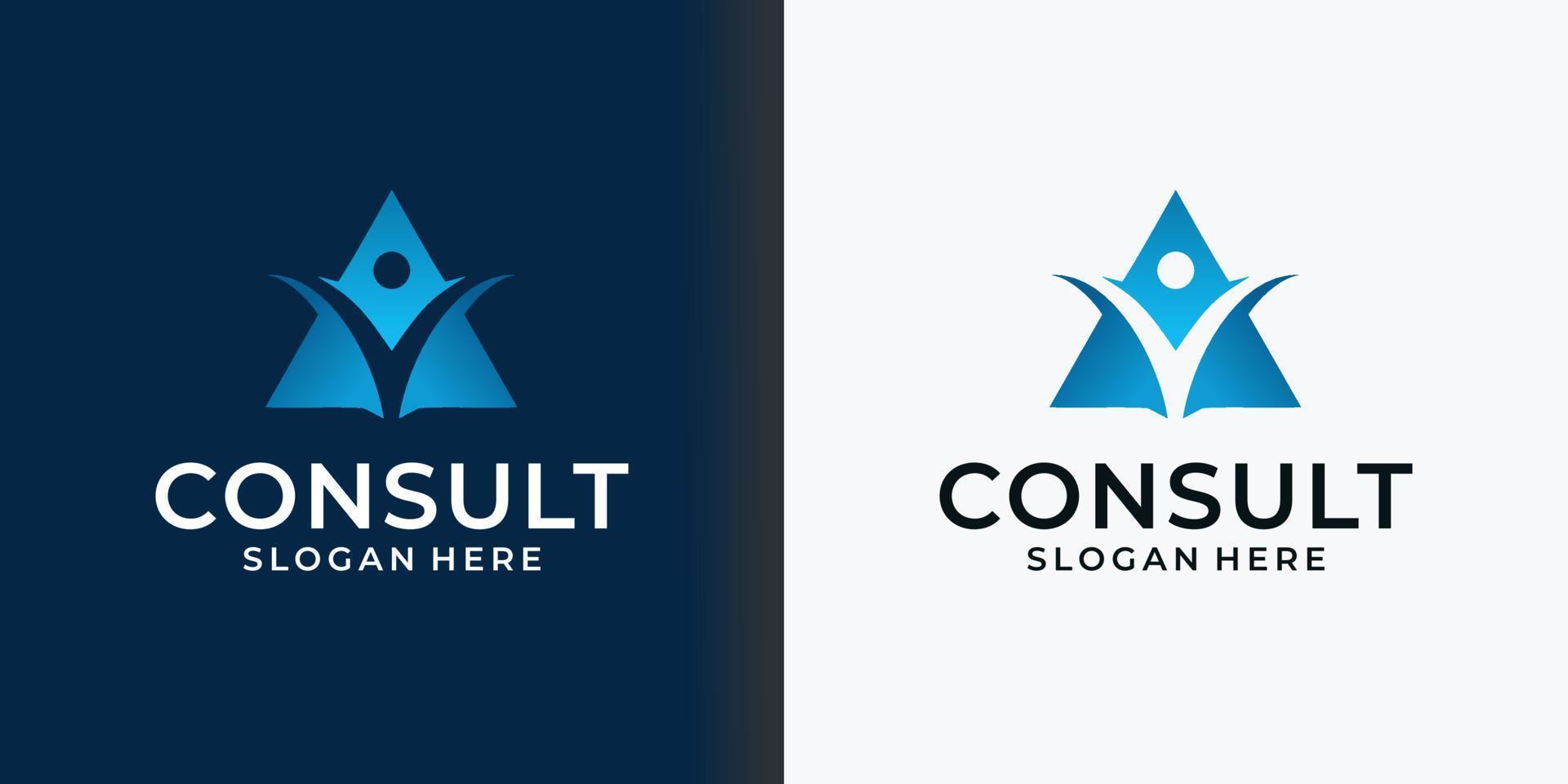 consultoría logo triángulo degradado azul vector