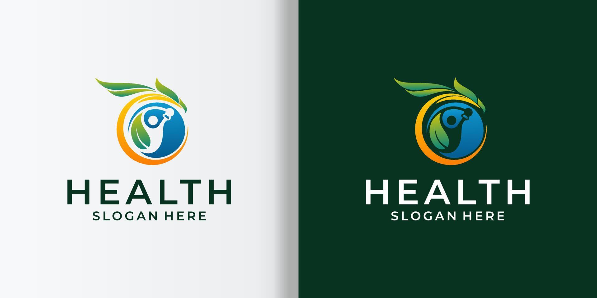 logotipo de salud y fitness con degradado vector