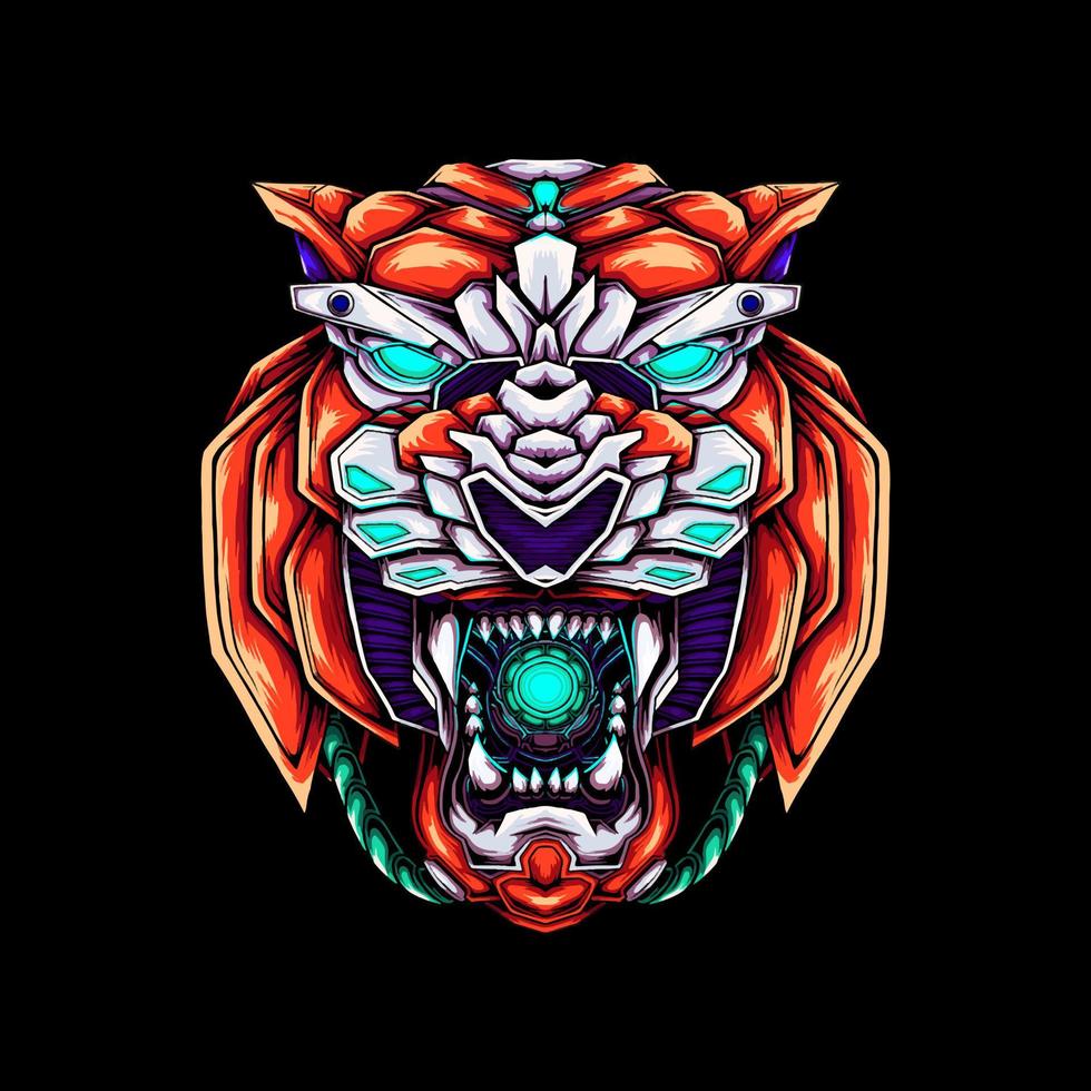 Tiger or lion mecha robot vector illustration