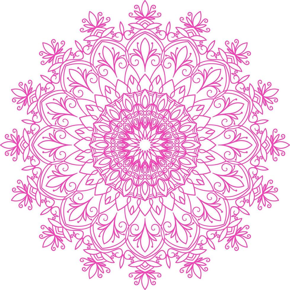 mandala vectorial parpadeante. diseño para tatuaje de henna, libro para colorear. adorno redondo decorativo. patrón de terapia antiestrés. logotipo de yoga, antecedentes para el afiche de meditación. forma de flor inusual. vector