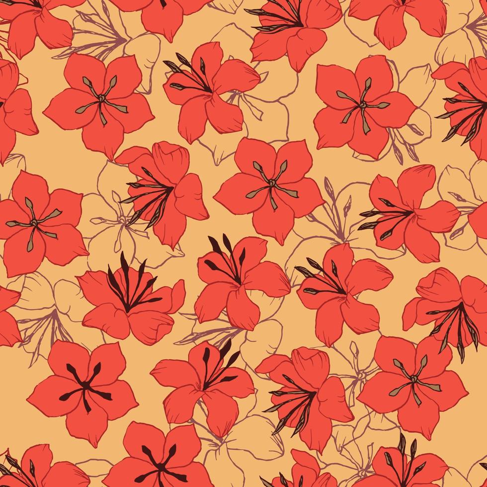 Seamless vector pattern with little pink flowers. Wavy leaf mullein flower. Texture background for textile, ceramic tile, fabric, wallpaper, and all types of prints.